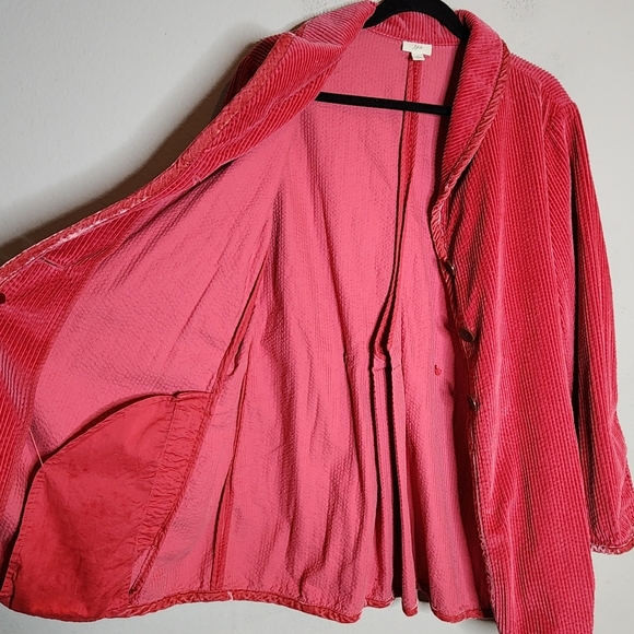J. Jill Pink Corduroy Velvet Button Front Jacket Pockets Size 1X - Picture 8 of 16